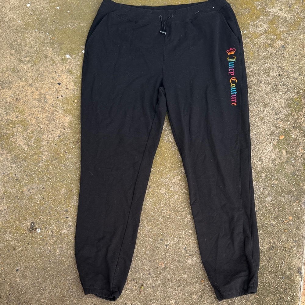 Juicy Couture Sport Vintage Black Sweatpants with Multicolor Logo XL